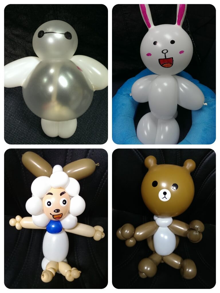 2015-01-20 造型氣球作品(簡易版) - 杯麵(Baymax).LINE兔兔.LINE熊大.喜羊羊